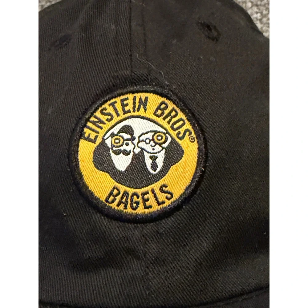 Einstein Bros Bagels Hat Men OSFM Black Logo Patch Baseball Cap Adjustable Strap
